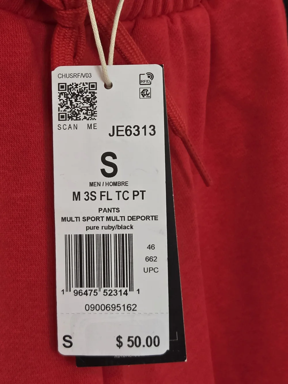 Men's Adidas 3 Stripe Fleece Track Pants Size Small JE6313 NWT